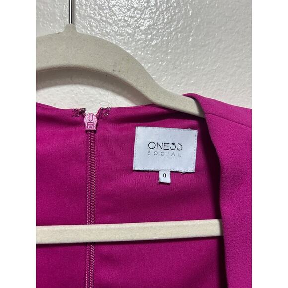 $330 ONE33 Social Womens Pink Double Knot Cutout Long-Sleeve Sheath Dress Size 0 - Picture 1 of 2